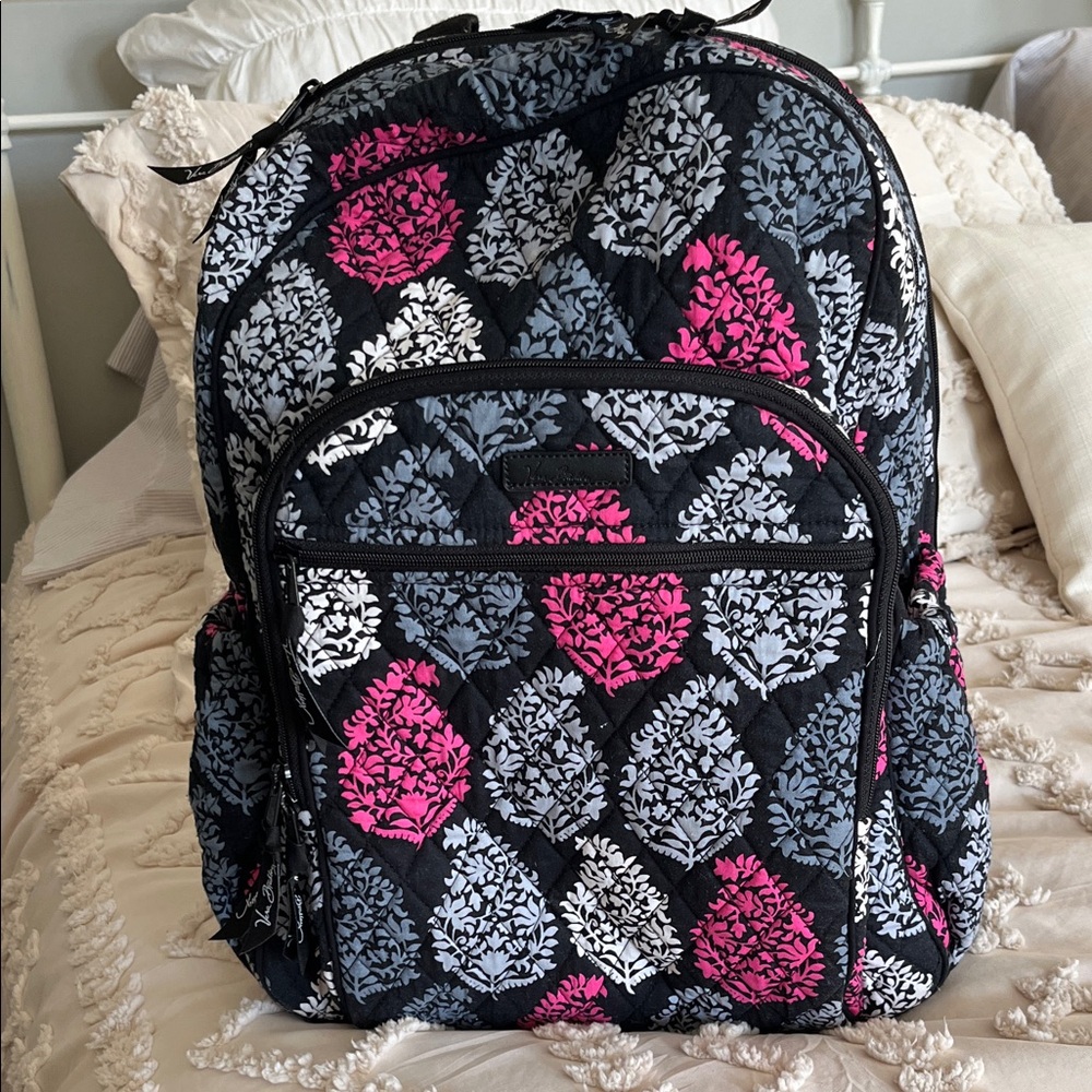 Vera Bradley Northern Lights Black/Pink Quilted Backpack